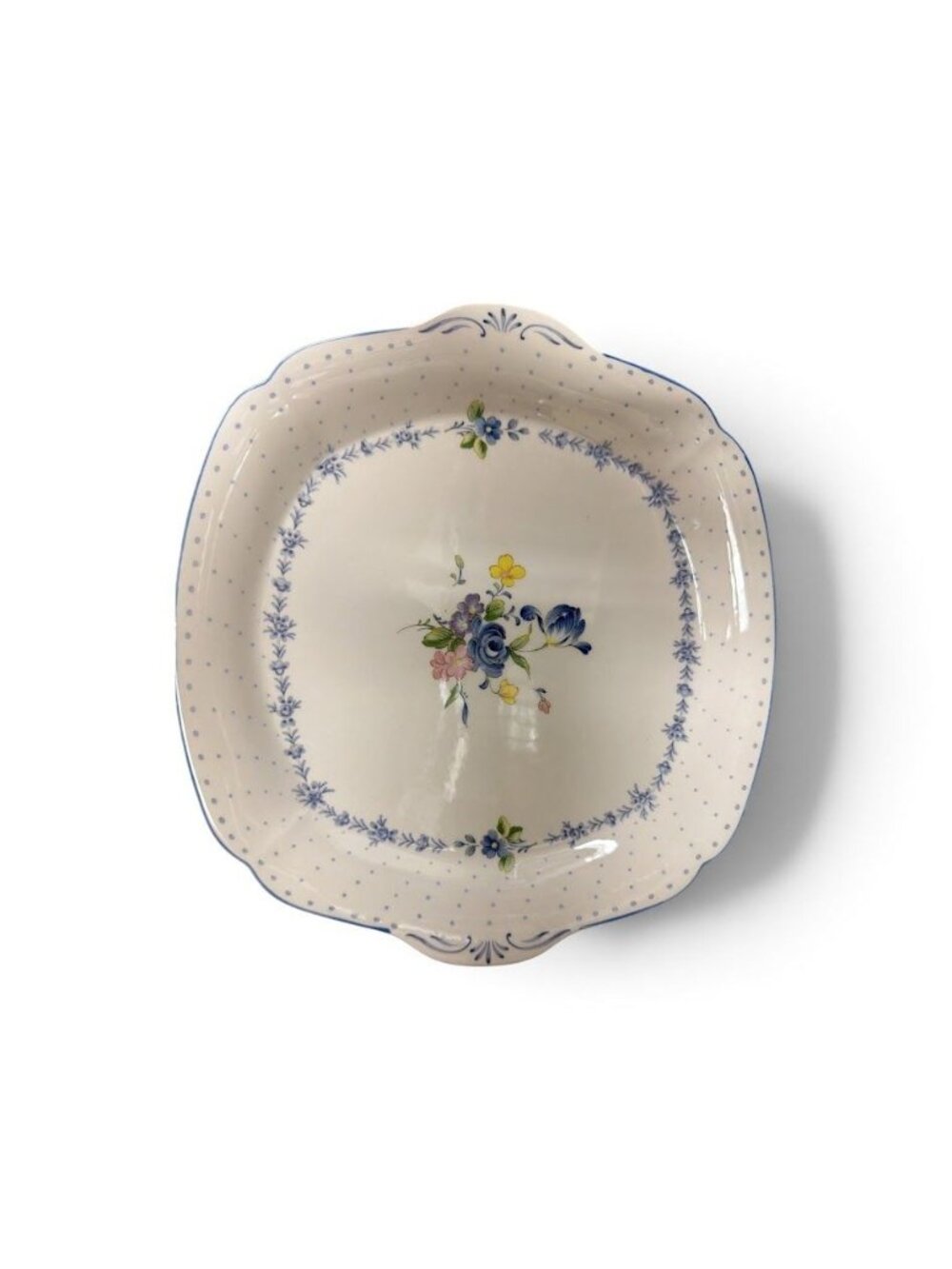Nikko Square Floral Serving Plate With Blue Peony & Yellow Flower Design - Picture 2 of 3